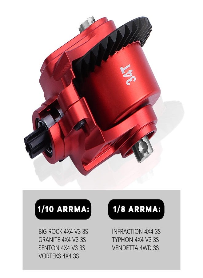 GIXCEL Steel Front Rear Diff Upgrade Set, 34T Transmission Module Set Main Gear for ARRMA 1/10 Granite SENTON Big Rock VORTEKS 1/8 Infraction Typhon Vendetta 3S RC Truck Models, Replace ARA210007 - Image 2